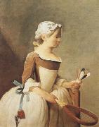 Jean Baptiste Simeon Chardin Girl with a Racquet and Shuttlecock (mk08) France oil painting artist